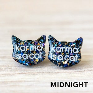 Large Karma is a Cat Earrings, Swiftie Earrings, Lyrics Earrings, Taylor Inspired Statement Studs, Cat Lover