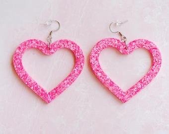 Large Open Heart Earrings: Hypoallergenic Stainless Steel