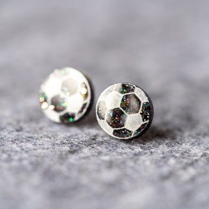 Blackout Rainbow Soccer Earrings, Soccer Ball Studs, Pride Earrings, Sports Earrings