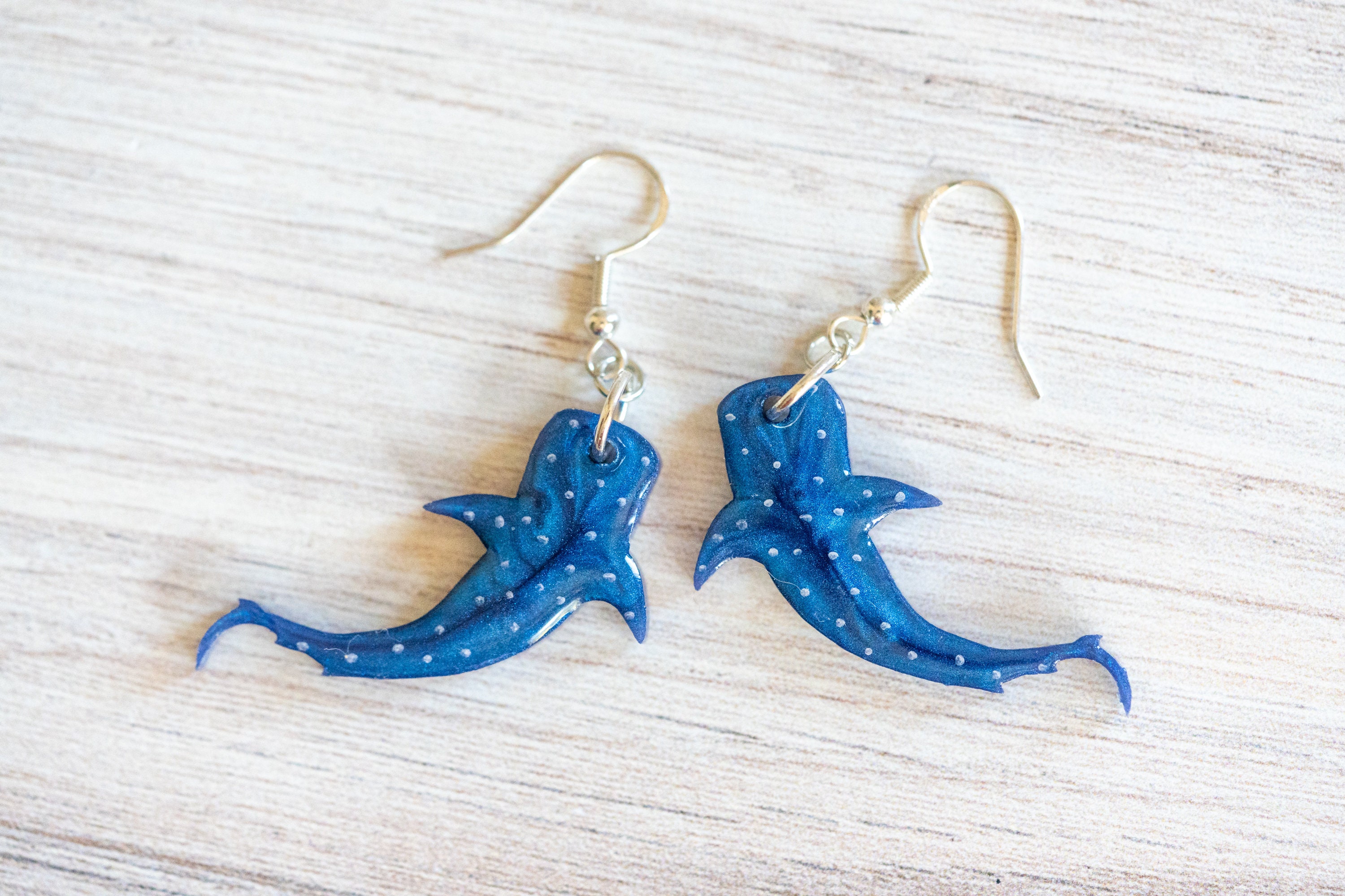 Hand Painted Whale Shark Dangle Earrings: Hypoallergenic Stainless ...