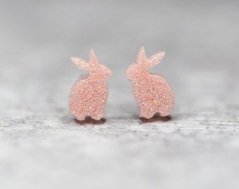 Mini Bunny Studs: Easter Gift for Kids, Handmade Hypoallergenic Resin Earrings
