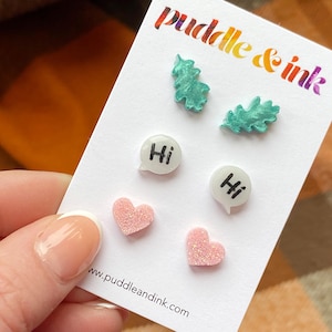 Heartstopper Inspired Stud Set, Hi Earrings, Queer Earrings Set