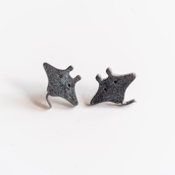 Happy Manta Ray Earrings, Stingray Earrings, Stingray studs, Cute Manta Ray Studs