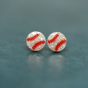 Sparkly Baseball Earrings, Baseball studs, Ball Earrings, Custom Colors Available