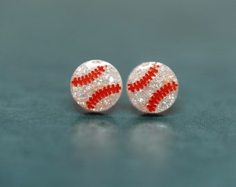 Sparkly Baseball Stud Earrings: Custom Team Colors