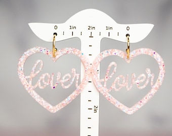 Lover Heart Hoop Earrings: Lightweight Resin, Hypoallergenic, Stainless Steel
