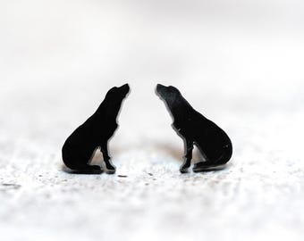 Sitting Labrador Dog Studs: Black Lab Earrings, Handmade Lightweight Resin, Hypoallergenic