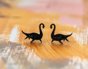 Little Nessie Studs, Loch Ness Monster Studs, Nessie Earrings, Cryptid Earrings