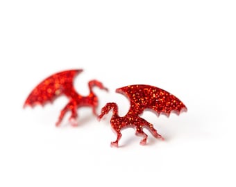 Dragon Earrings, Dragon Studs, Firedrake Earrings