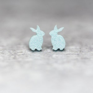 Mini Bunny Studs: Easter Gift for Kids, Handmade Hypoallergenic Resin Earrings