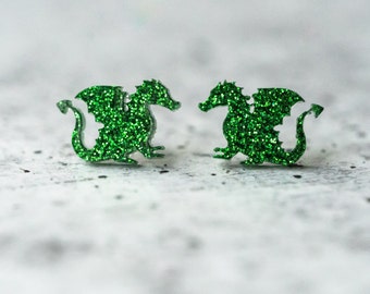 Handmade Resin Dragon Stud Earrings: Hypoallergenic Resin Jewelry