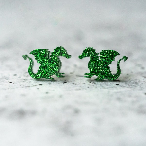 Charming Sitting Dragon Earrings, Dragon Studs, Firedrake Earrings