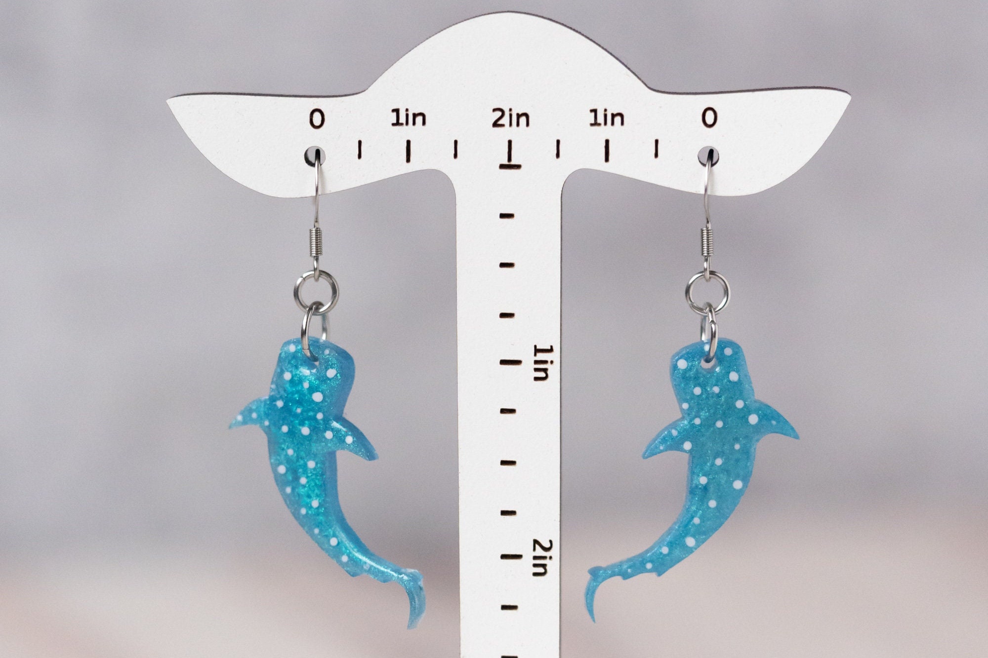 Hand Painted Whale Shark Dangle Earrings: Hypoallergenic Stainless ...
