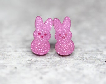 Adorable Easter Peeps Earrings, Easter Bunny Studs, Easter Basket Gifts