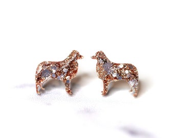 Aussie Shepherd Stud Earrings: Resin Dog Mom Jewelry, Hypoallergenic, Stainless Steel