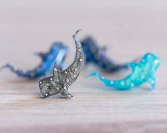 Cute Whale Shark Earrings. Adorable Shark studs, perfect gift for Shark Week and shark lovers.