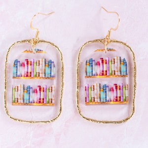 Themed Book Lover Earrings, Multiple Options, Hoop Library Earrings, Book Lover Gift, Gift for Librarian