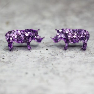 Little Rhino Earrings, Cute Rhinoceros Studs, Rhinoceros Earrings