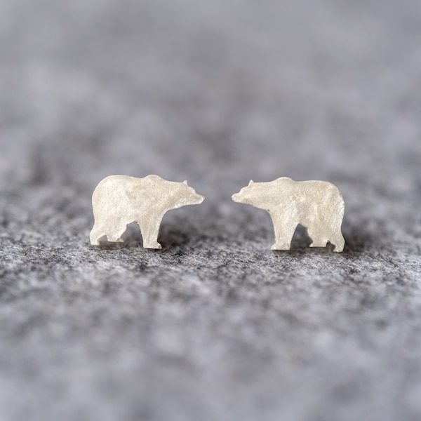 Bear Stud Earrings: Hypoallergenic Stainless Steel Wildlife Jewelry