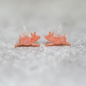 Whimsical Flying Pig Stud Earrings: Hypoallergenic Stainless Steel