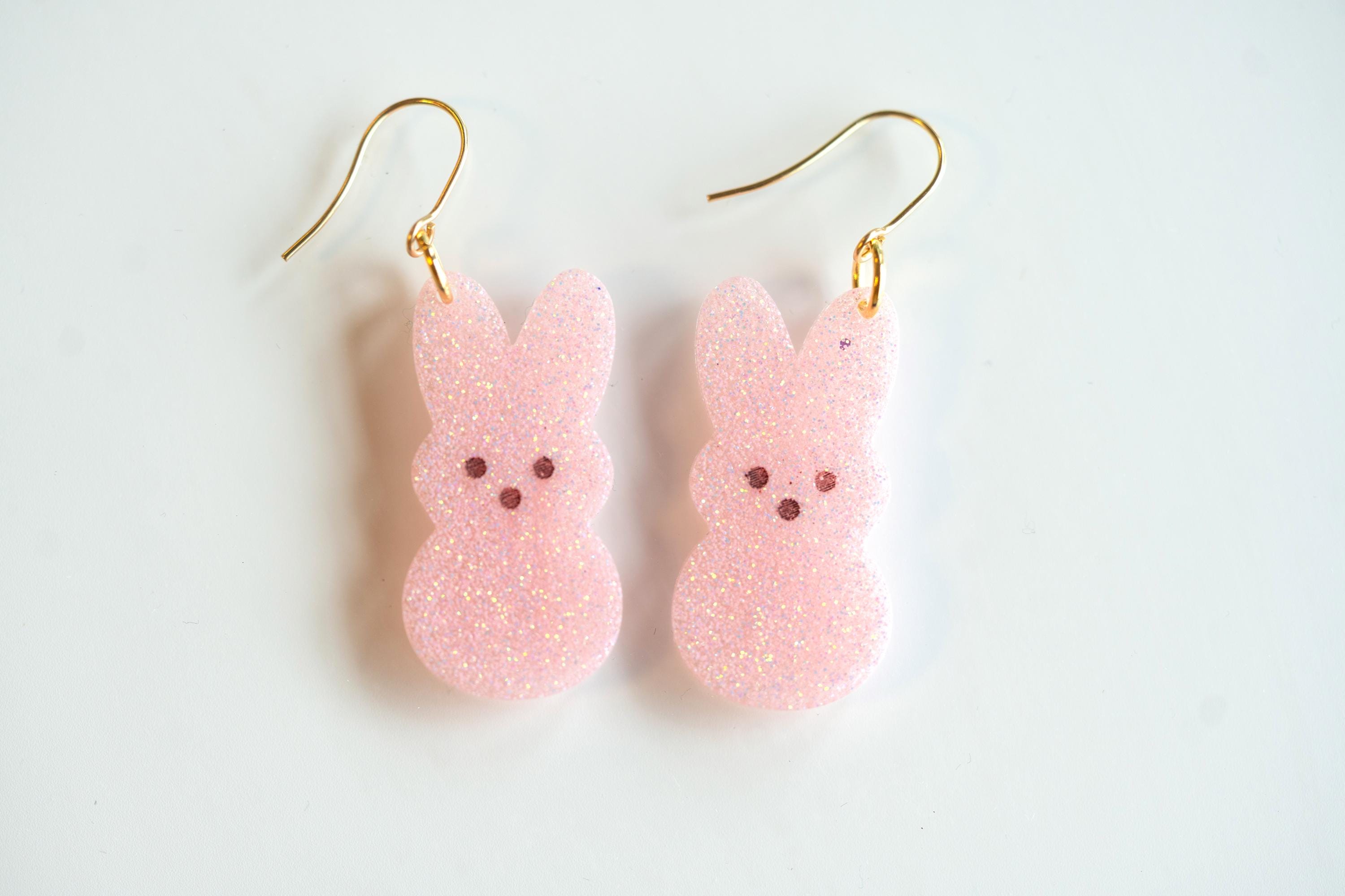 30Pcs Easter Bunny Peeps Stud Earrings – Colorful Resin Rabbit Earrings, Hypoallergenic Stainless Steel