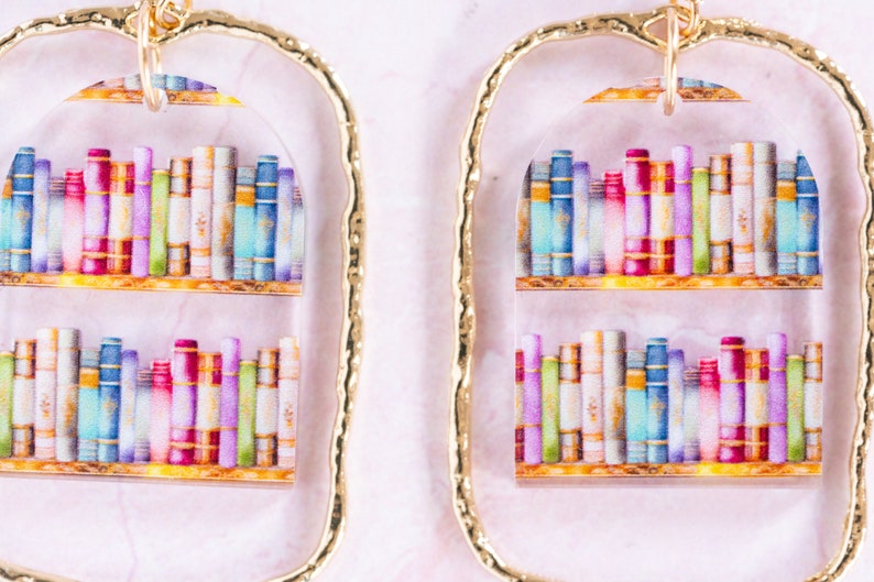 Charming Book Lover Earrings, Hoop Library Earrings, Book Lover Gift, TTPD Earrings, Gift for Librarian image 8