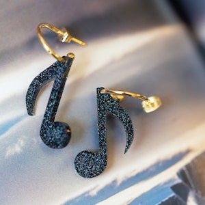 Music Note Dangle Earrings: Lightweight Resin Earrings, Musician Gift