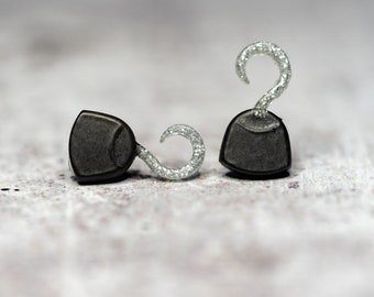 Pirate Hook Stud Earrings: Stainless Steel Halloween Jewelry