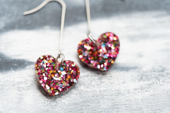 Lightweight Everyday Heart Drop Earrings: Hypoallergenic Stainless Steel hooks