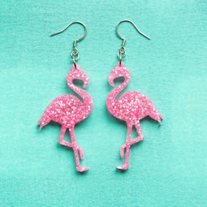 Tropical Flamingo Earrings, flamingo dangles, vacation earrings