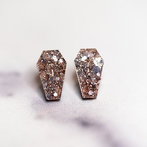 Little Coffin Stud Earrings: Handmade Hypoallergenic Goth Halloween Jewelry
