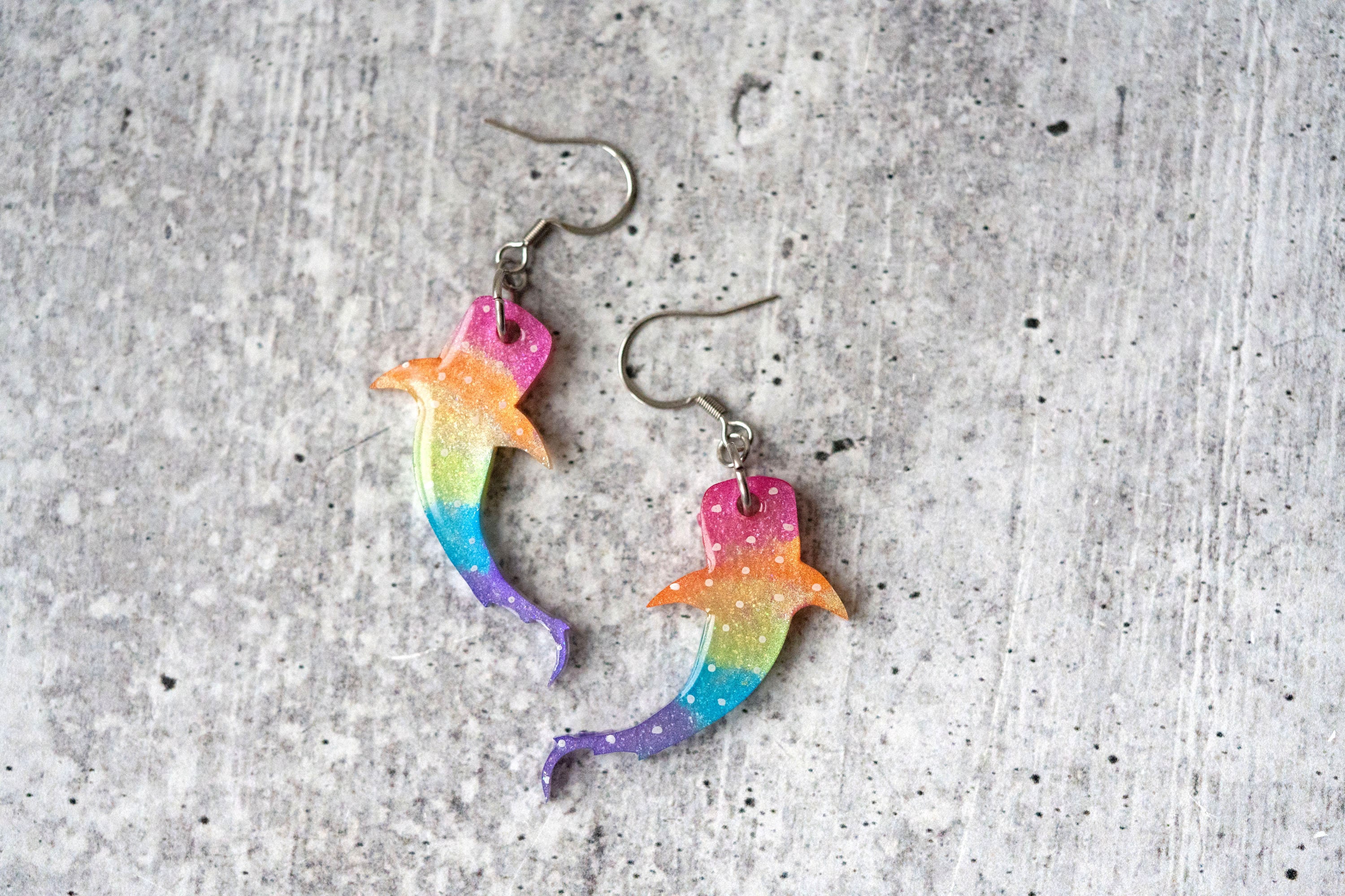 Rainbow Whale Shark Dangle Earrings: Pride Jewelry, Shark Lover Gift ...