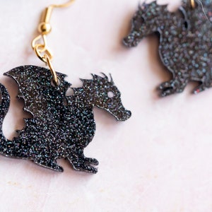 Resin Dragon Dangles: Stainless Steel Hooks, DND gift, Fourth Wing Earrings