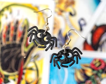 Resin Spider Earrings, Cute Halloween Jewelry