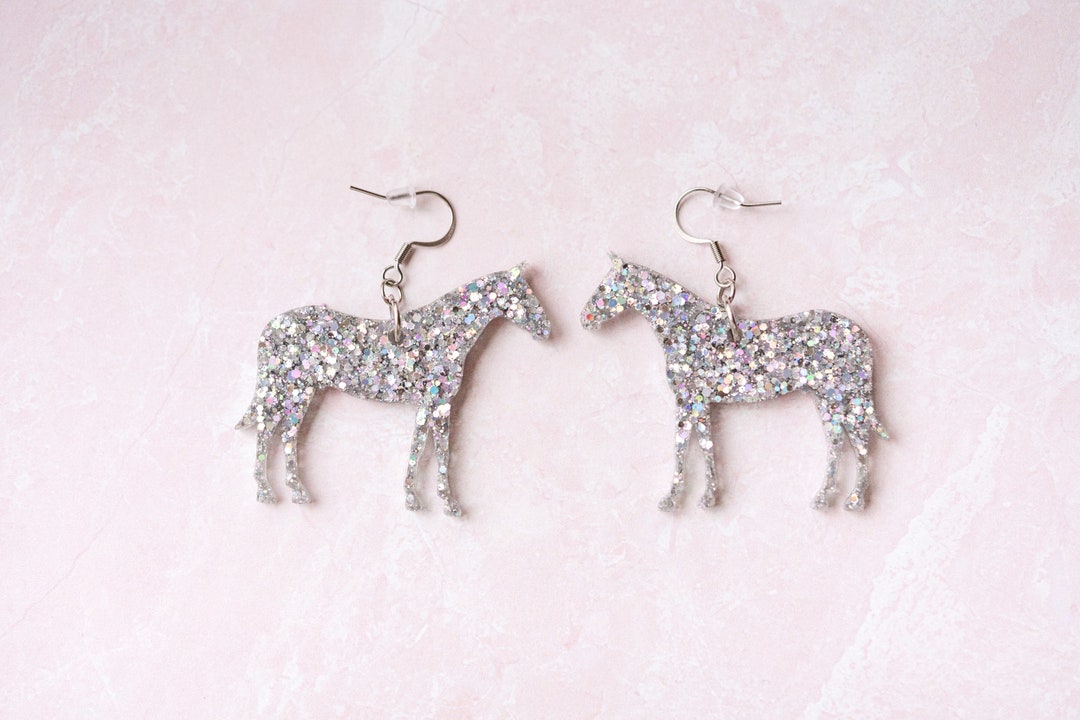 Sparkly Reneigh Mirrorball Horse Earrings, Renaissance Earrings