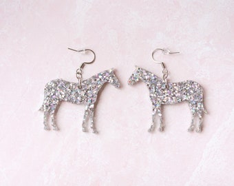 Sparkly Reneigh Mirrorball Horse Earrings, Renaissance Earrings, Reneigh Earrings, Tour Earrings