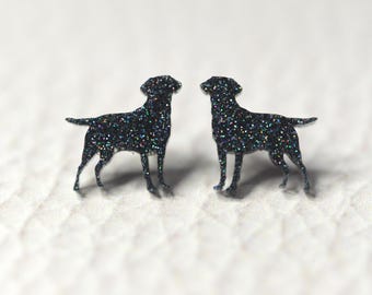 Labrador Dog Studs: Black & Yellow Lab Earrings, Hypoallergenic Stainless Steel Posts