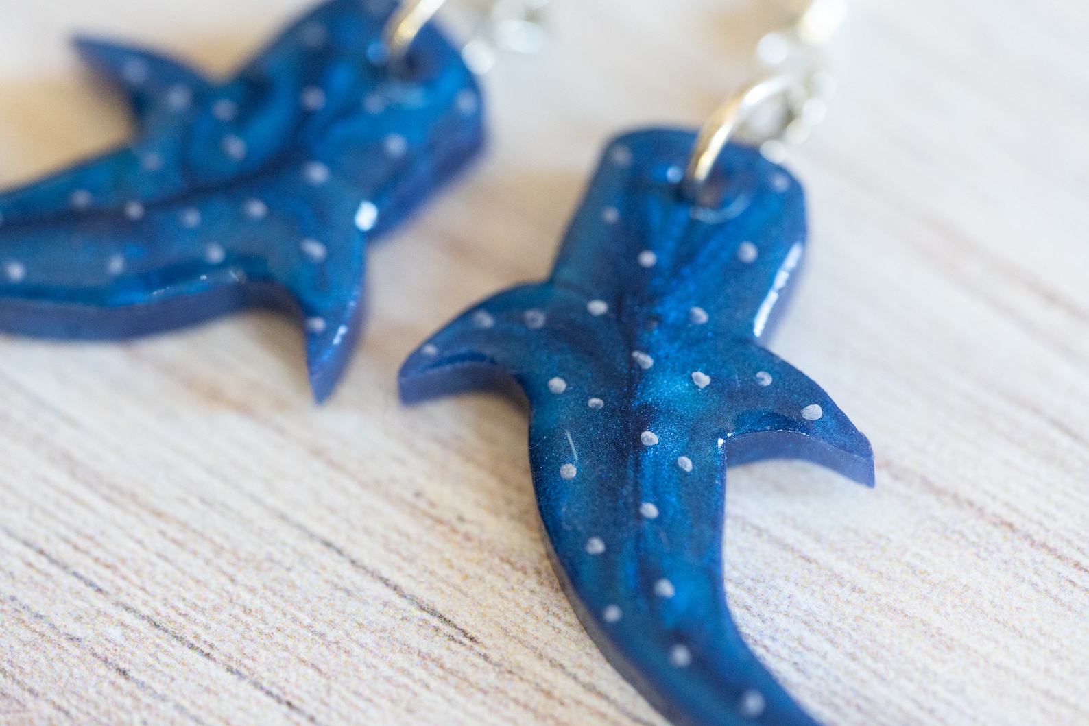 Hand Painted Whale Shark Dangle Earrings: Hypoallergenic Stainless ...
