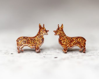 Adorable Corgi Earrings, Corgi Studs, Dog Earrings