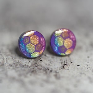 Rainbow Soccer Earrings, Soccer Ball Studs, Pride Earrings, Sports Earrings