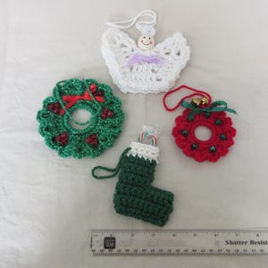 Handmade Crochet Christmas Ornaments or Package Decorations
