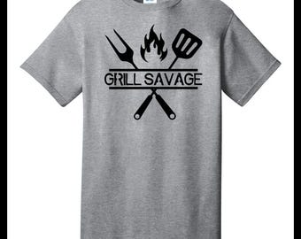Camiseta de barbacoa "Grill Savage" / Divertida camiseta de parrilla para hombre / Camiseta de maestro de la parrilla / Regalo para el Día del Padre / Camiseta de maestro de la parrilla en el patio trasero
