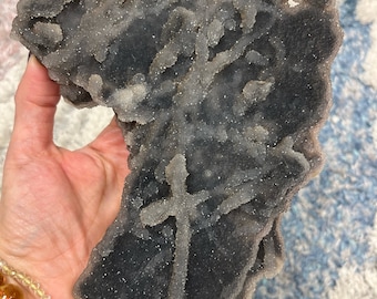 Statement Piece! Black Chalcedony with stand/Druzy/Specimen