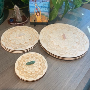 Mandala Crystal Grids/Wood Grids/Meditation/Free Mini Crystal E3031