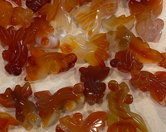 Hand Carved Carnelian Goldfish Pendant: Good Luck Charm
