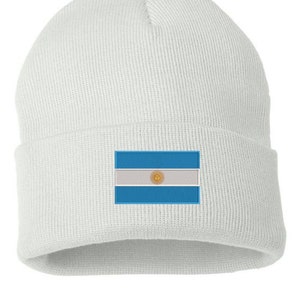 CUSTOM Embroidered Argentina Flag  Beanie Hat shirt Patch Argentinian soccer