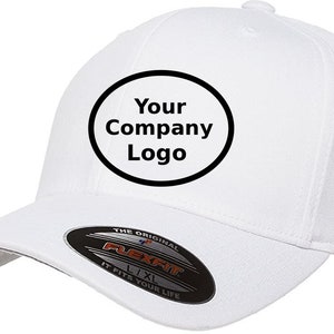 Your Logo CUSTOM Company Logo Embroidered Hat FLEXFIT Baseball Hat ADD Your Logo Text Cap Flex Fit