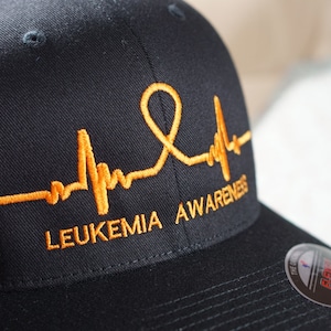 CUSTOM FLEXFIT Leukemia Awareness Hat Cancer Ribbon Orange shirt charm bracelet beanie decal