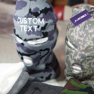 ADD YOUR TEXT Custom Embroidered Ski Mask 3 hole Hat Chicano Latino shirt three Rapper Uzi Heart Personalized