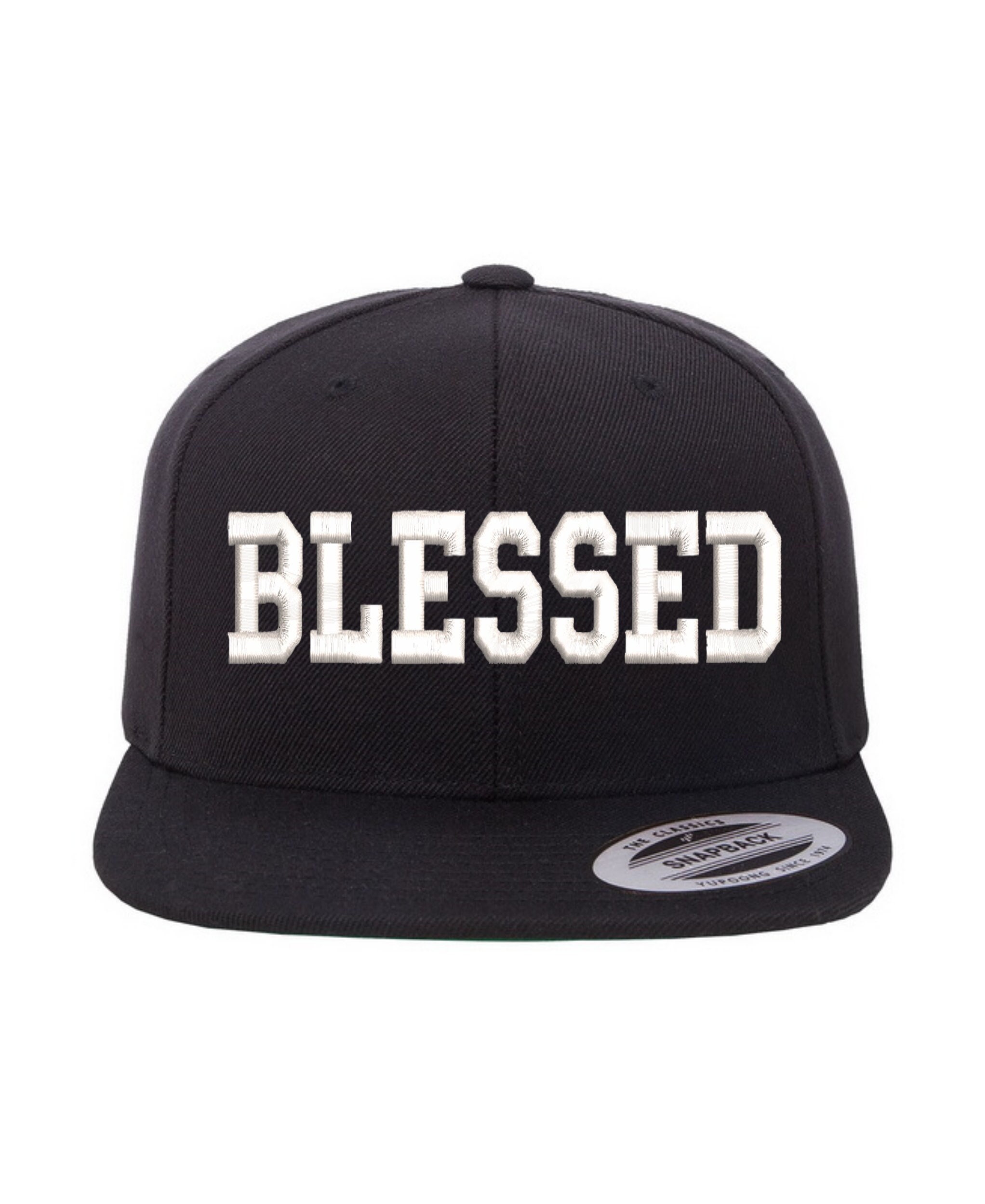 CUSTOMIZABLE Embroidered BLESSED Snapback Hat Patch Cross Crucifix Religious Jesus